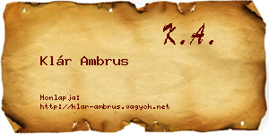 Klár Ambrus névjegykártya